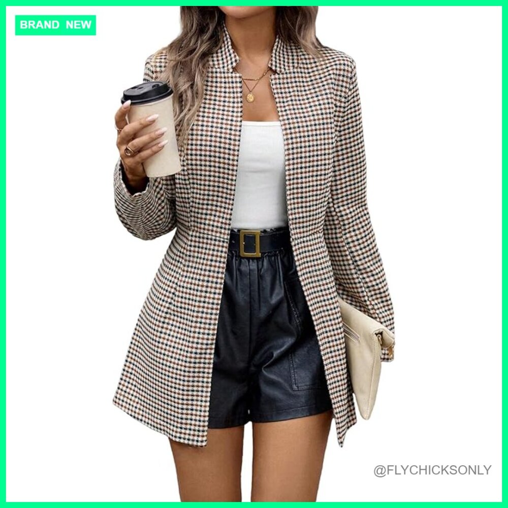 Polyester Blend Long Blazer Jacket Notch Lapel Op… - image 1